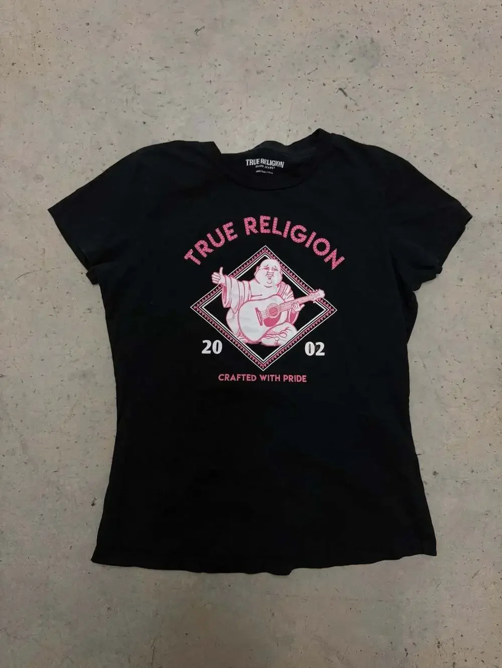 True Religion Buddha Guitar Graphic T-Shirt Black Size Large